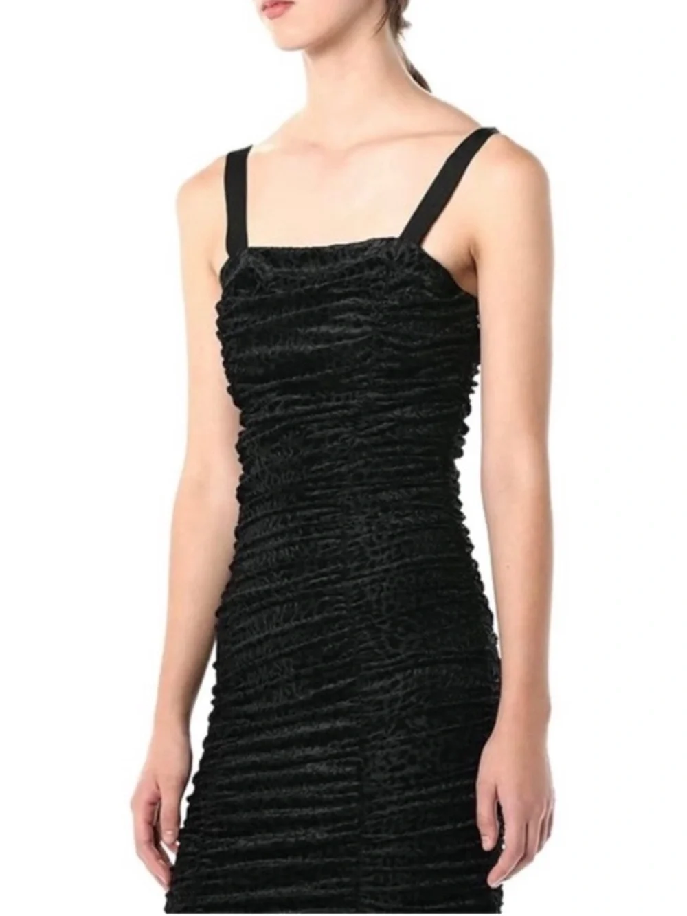 NEW LIKELY BLACK LEOPARD BURNOUT VELVET RUCHED MINI DRESS - Picture 5 of 8